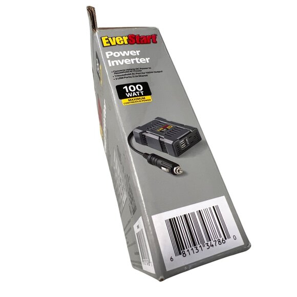 EverStart 100W Power Inverter With 2 USB Ports 1 AC Outlet 12V Plug Powers NEW - Picture 2 of 5